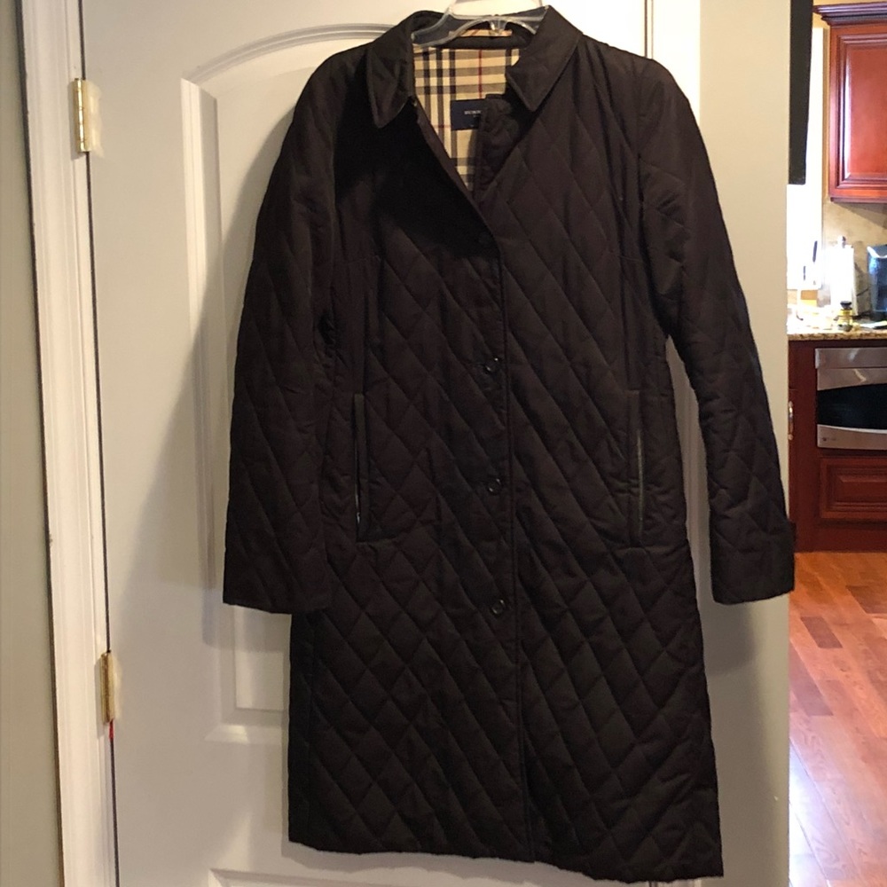 Burberry long black quilted jacket